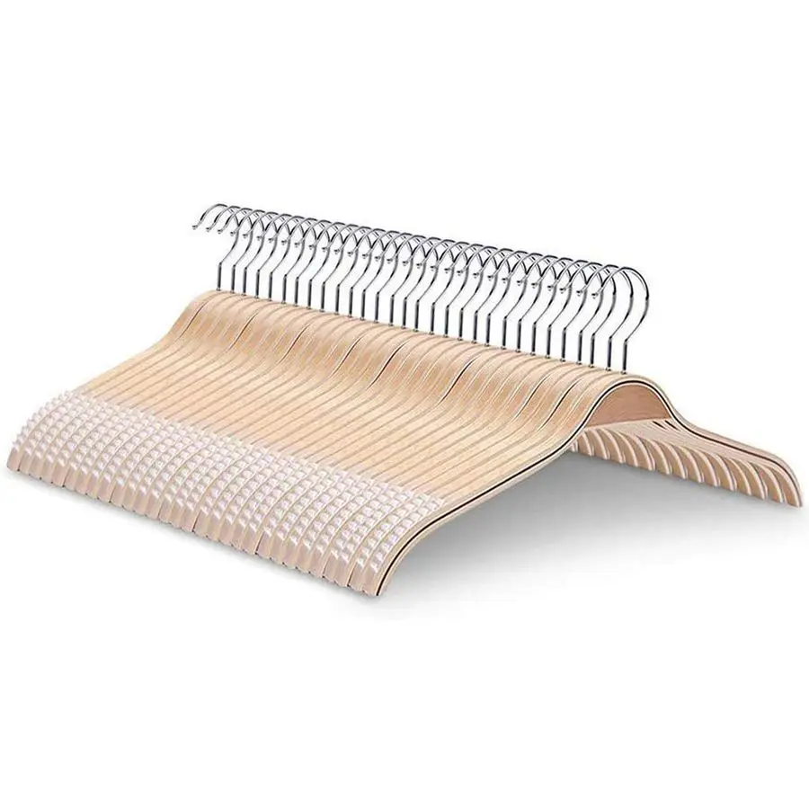 

Легкие нескользящие деревянные вешалки (30 шт.) для тяжелых вещей с мягкими полосками для майок, курток, платьев и другой одежды