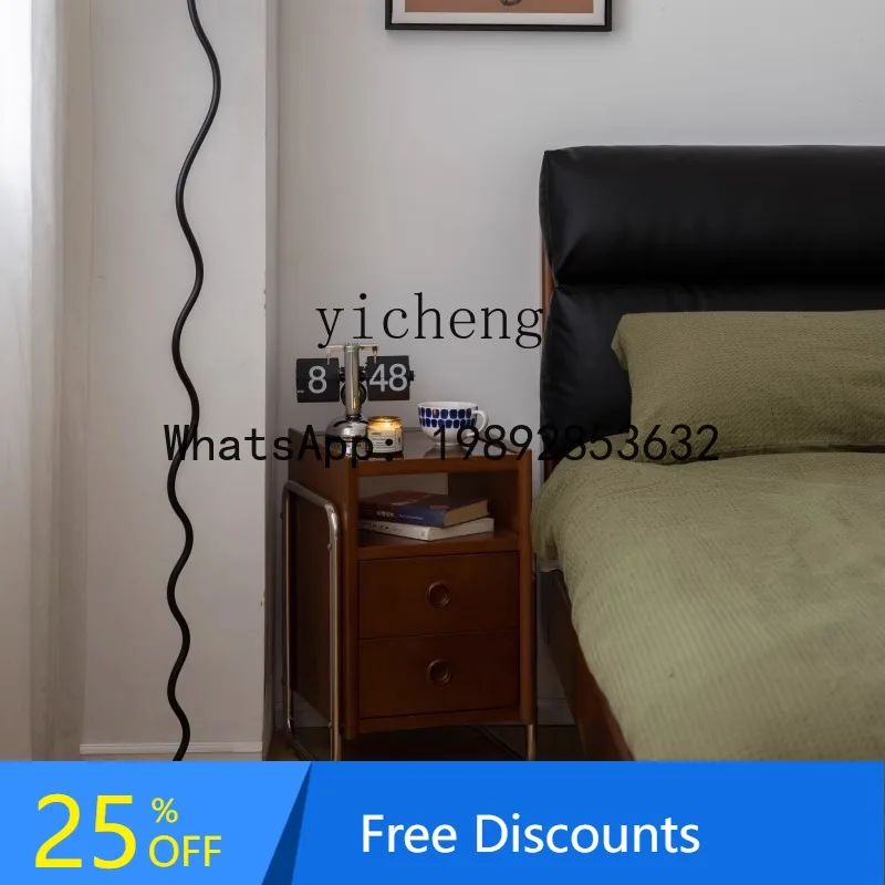 

TT solid wood bedside table mini small minimalist storage cabinet sofa side rack