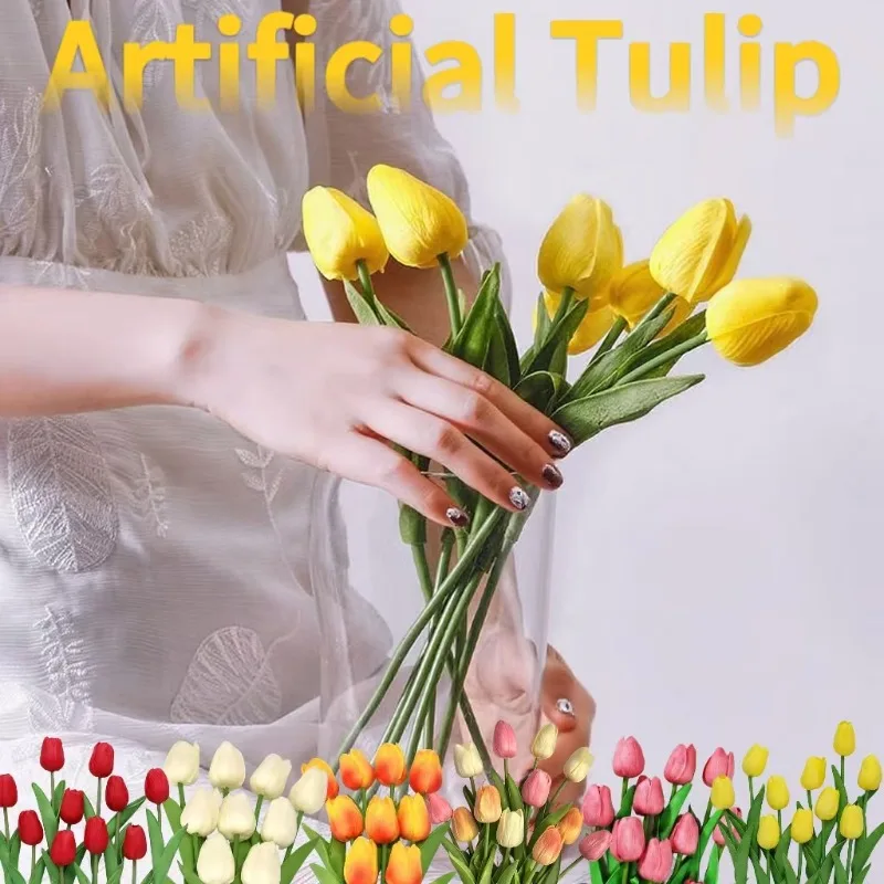 5/10Pcs  Artificial Tulip Bouquet Fake Flower for Christmas Candy Wedding Birthday Ceremony Decor Home Garden Bouquet Decoration