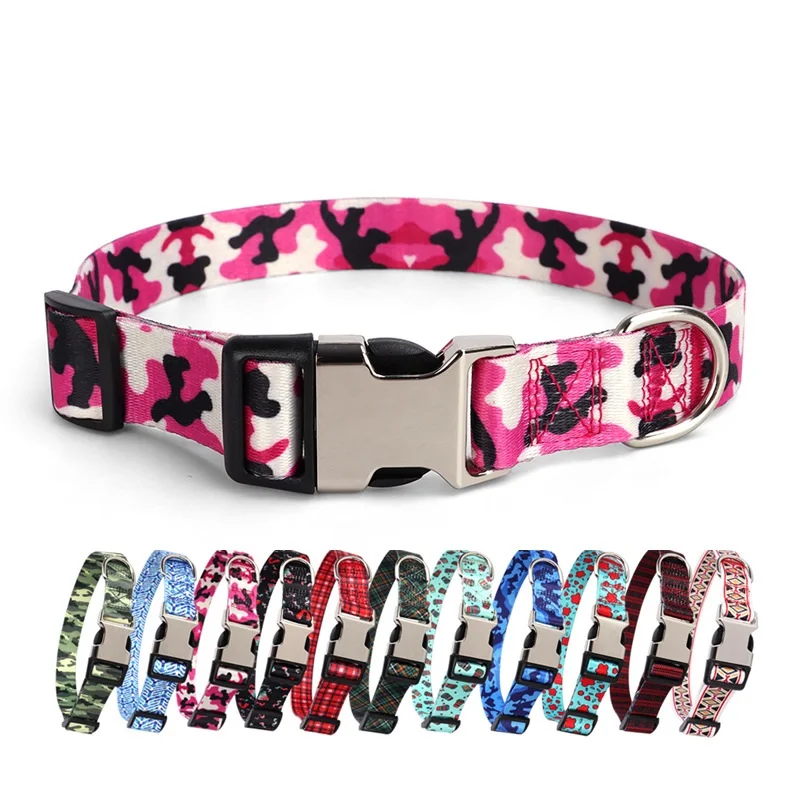

Digital Printing Pet Collar Thickened Transfer Semi-metal Buckle Dog Collar Outdoor Walking Accessories Supplies