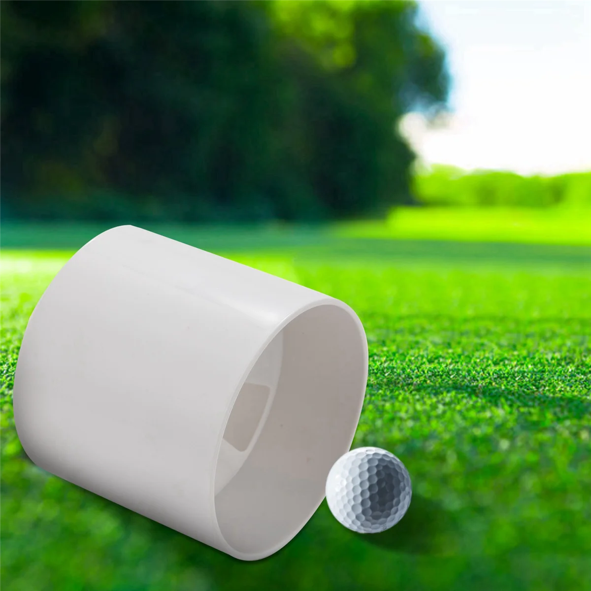 2pcs 2.7cm Aperture Outdoor Golf Training Flagpole Hole Cup Golf Training Aids Three Holes White Plastic Golf Hole Cup