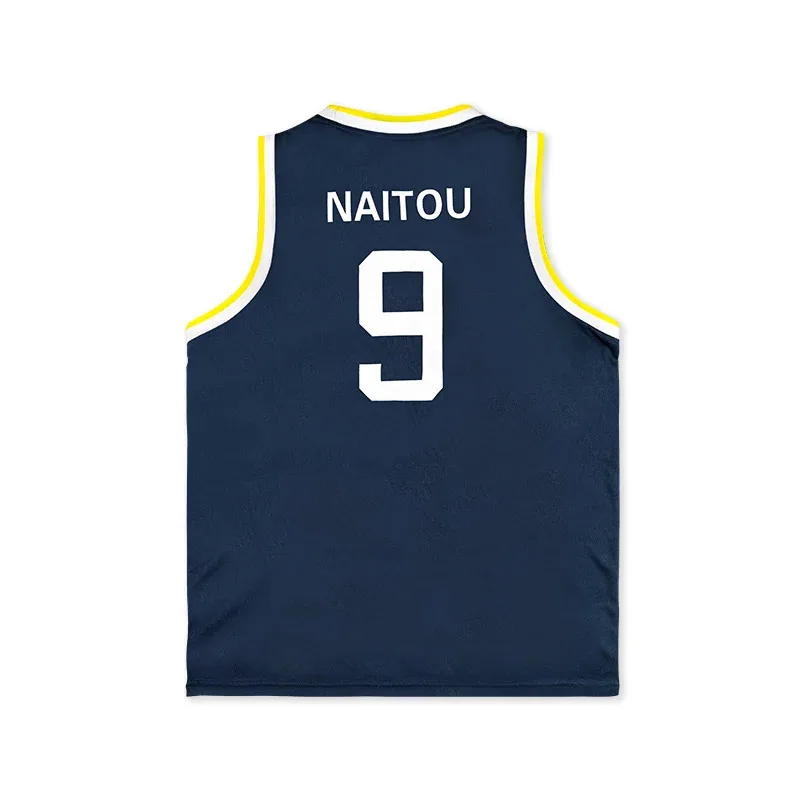أنيمي مياواي #   9 قميص كرة السلة Naitou Tetsuya جيرسي كوسبلاي سريع الجفاف وجيد التهوية