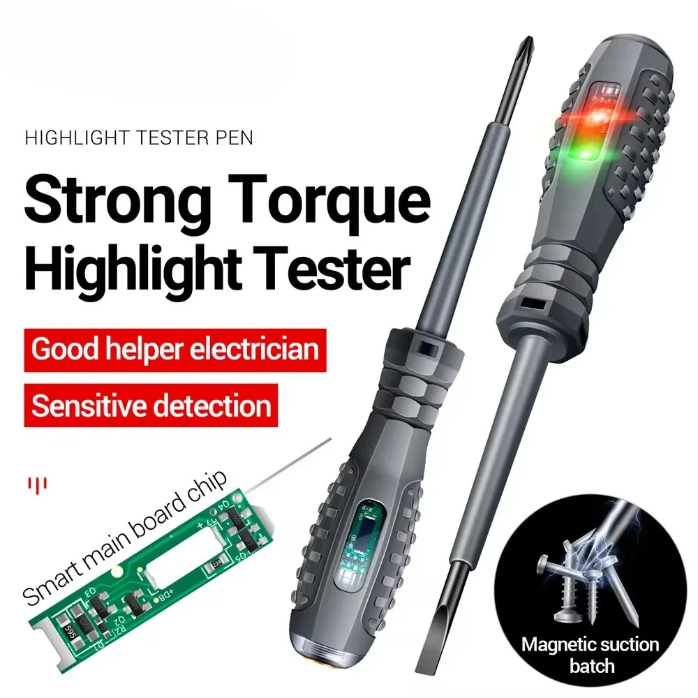 Multifunctional Electrician Test Screwdriver AC Non-contact Induction Voltage Tester 70-600V with Red Green Induction Lights