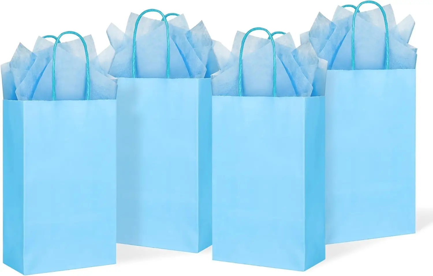 

24 Pack Small Blue Paper Gift Bags with Handles 8.2x5.9x3.1 Inch