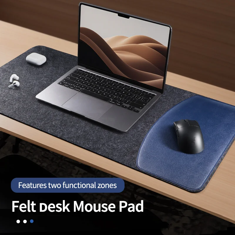 Felt + PU Leather Dual Material Mouse Pad, Oversized Desk Pad, Non-Slip Durable Gaming Mouse Pad Keyboard Pad Office Mat