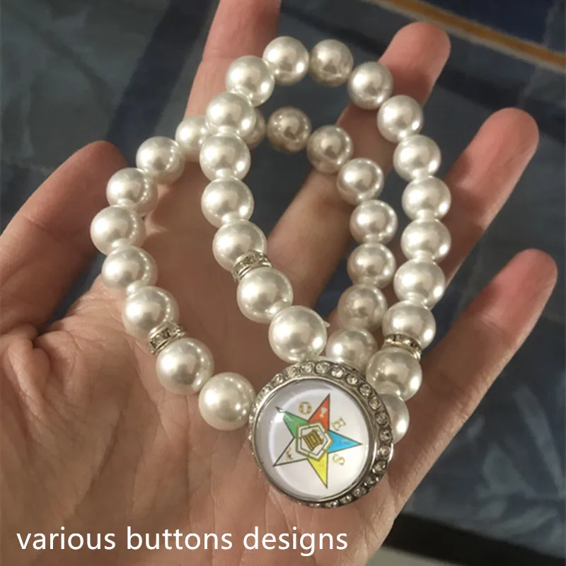 الماسونية OES زر سوار صف مزدوج عالية الزجاج اللؤلؤ مرونة النظام من النجمة الشرقية الإسورة موضة دروبشيب مجوهرات OGL358 #1