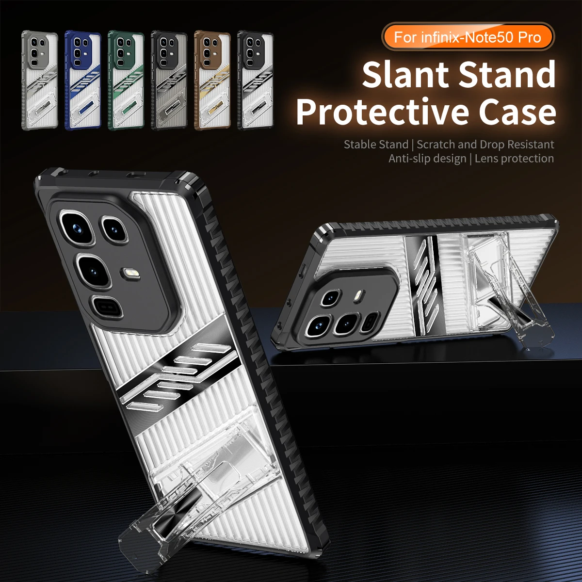 Shockproof Stand Case for Infinix Note 50 40 Pro Plus 4G 5G Hot 11S 50i 50 40 Spark 10 Pro Go Cover Crystal Back Holder Shell - view 2