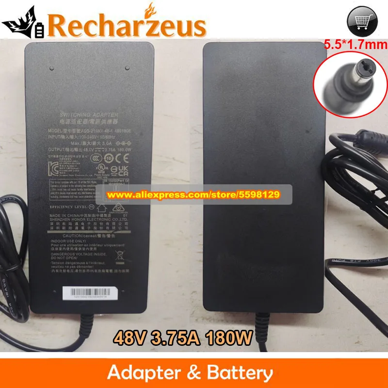 Genuine  ADS-210NX-48-1 480130E AC Adapter 48V 3.75A 180W for Hoioto 5.5x1.7mm Laptop Power Supply Used