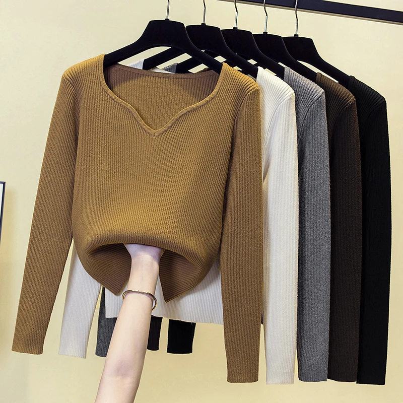 

Свитер женский с блестками и V-образным вырезом, на осень/зиму