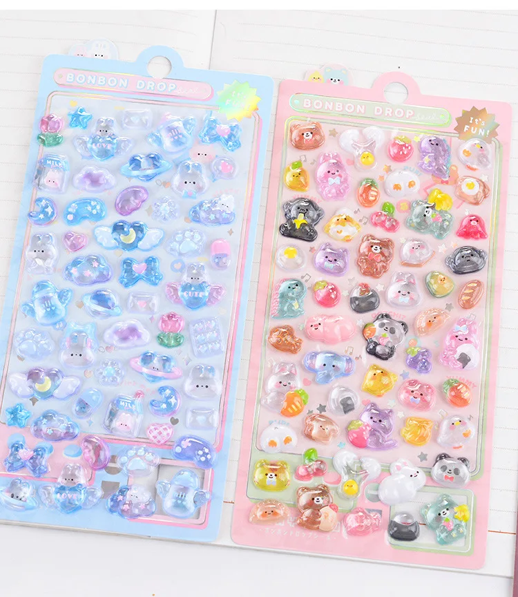 ملصقات كريستال ثلاثية الأبعاد بتصميم حيوان الدب الرائع للأطفال حرفة تزيين للفتيات الصغيرات فن ختم ثلاثي الأبعاد