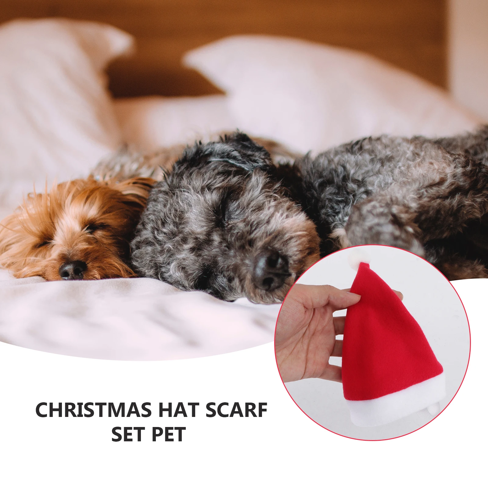 

2 Sets Red Pet Dress Up Costume Christmas Hat Scarf Set Pet Outfit Accessories Santa Scarf Set for Cat Puppy