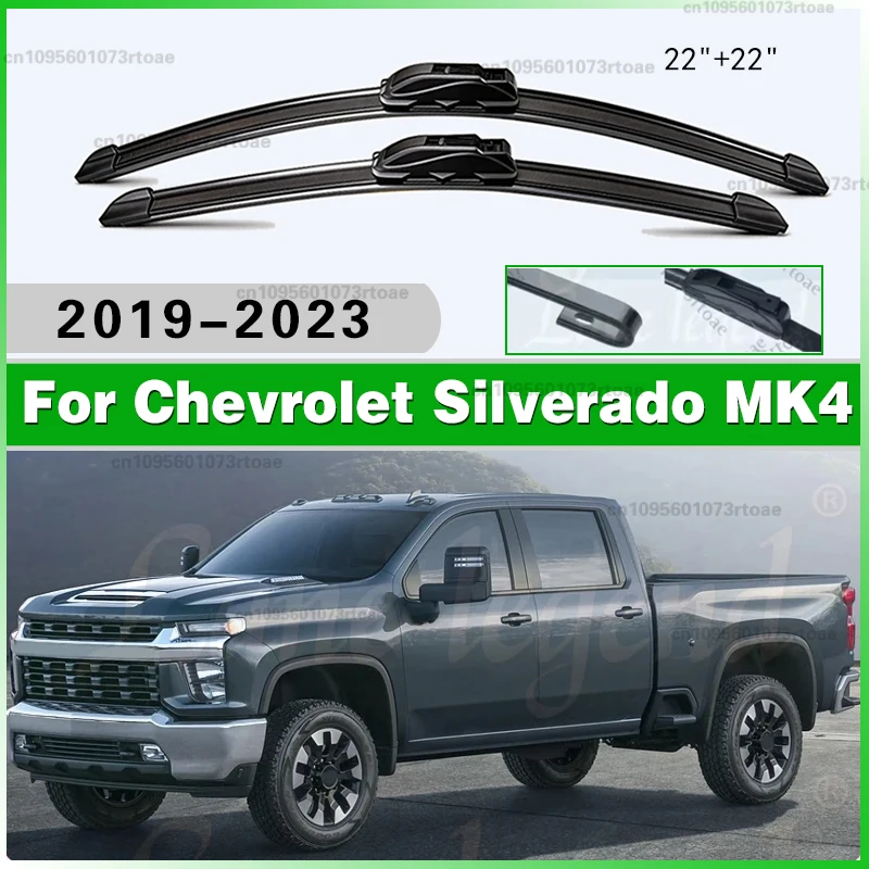 Escobillas Limpiaparabrisas Delanteras para Auto 22"+22" para HSV GMSV Chevrolet Silverado Cheyenne T1XX MK4 2019-2023, Limpian el Parabrisas