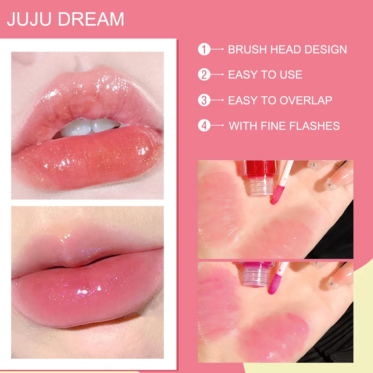 Six colors of candy jelly, lip oil, water, mirror, moisturizing glass, lip gloss, lipstick, lip gloss, and lip gloss