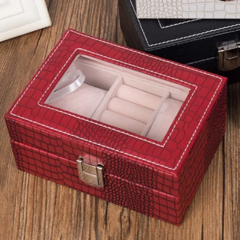 صندوق تخزين المجوهرات الجلدية، حافظات كبيرة لتنظيم حلقة الساعة، حافظة عرض مجوهرات شفافة، حلقات سفر، صناديق ساعات