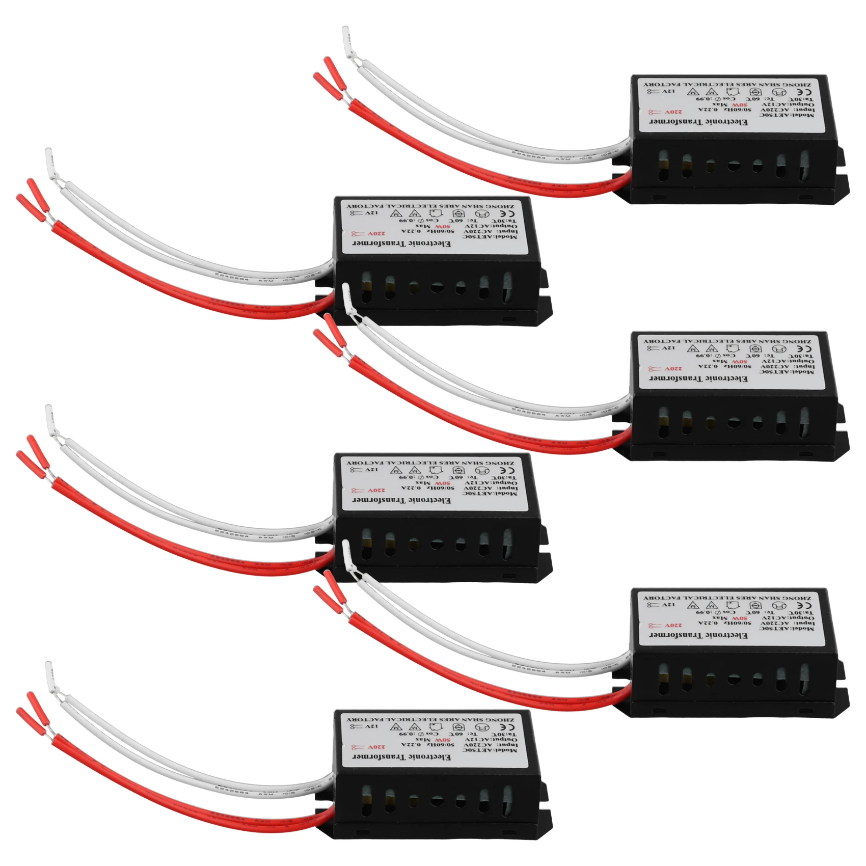 Transformador electrónico 6 uds transformador electrónico adaptador de 220V a 12V para lámpara de cuarzo halógena de cristal 50W