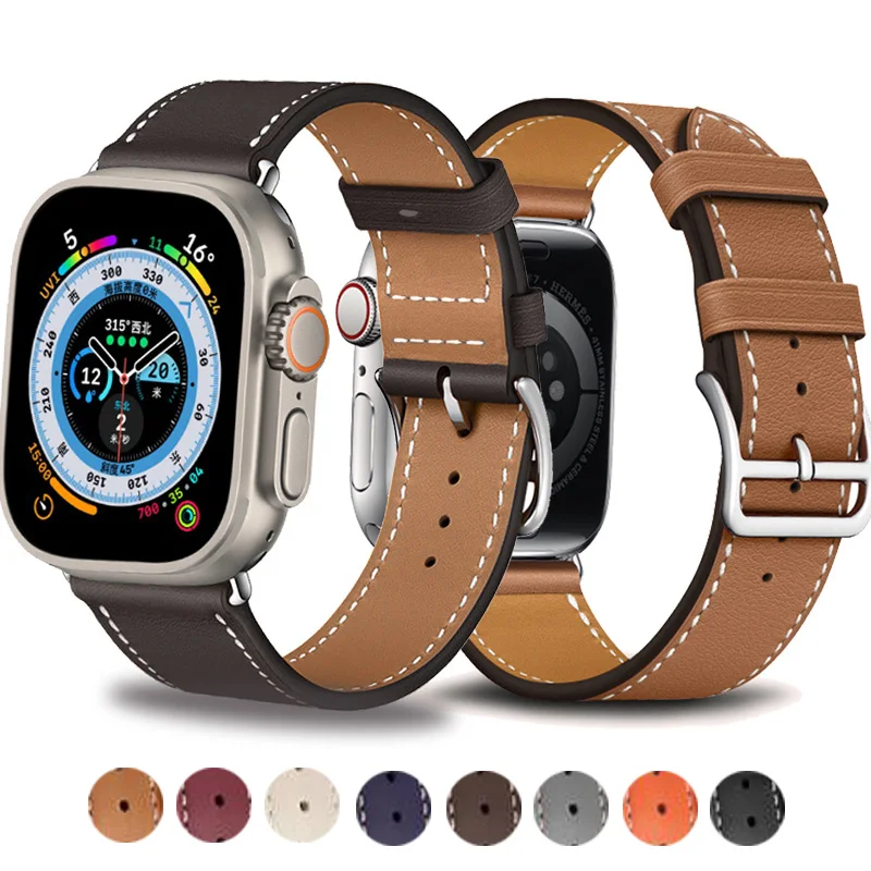 Leather Bracelet Strap For Apple Watch Band 49mm 45mm 41mm 44mm 42mm 40mm Designer Wristband Men/Women iWatch Ultra 8 7 6 5 4 SE