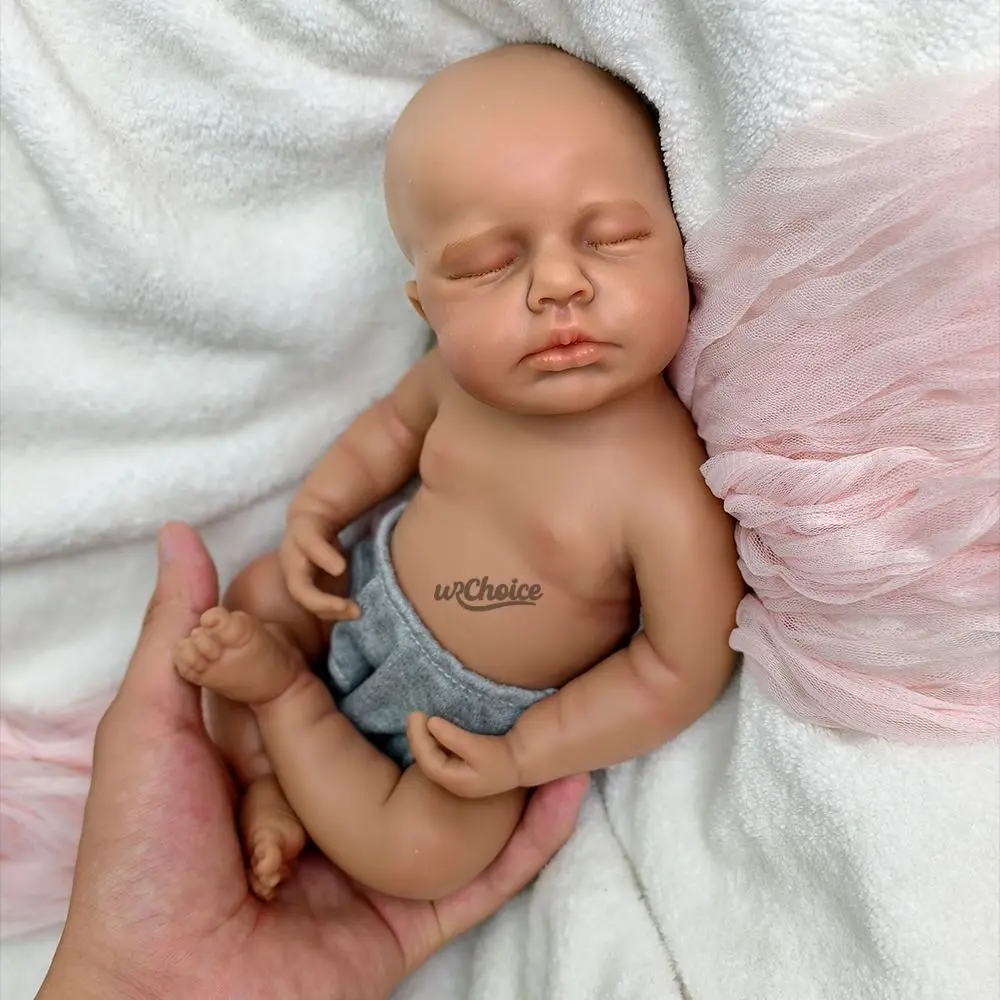 Donkere huid Loulou 12 inch babyjongen hele lichaam zachte siliconen herboren pop realistische wasbare handgemaakte pop voor rollenspel kinderen speelgoed
