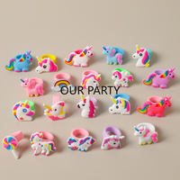 15Pcs Cute Unicorn Theme Silicone Rings for Kids Birthday Party Favors Baby Shower Party Gift Pinata Fillers School Rewards