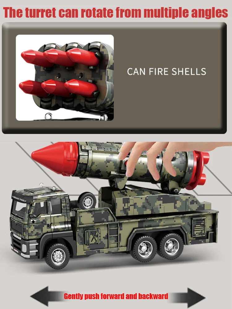 

Alloy missile car, children's toy tank, shell missile, launcher toy car, rocket car model, cannon car