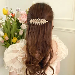 Women Fashion Gold Hairpin Girl Hair Combs Leaf Hair Clips Horsetail Hairpins Barrettes Ponytail Holder Hair Accessories