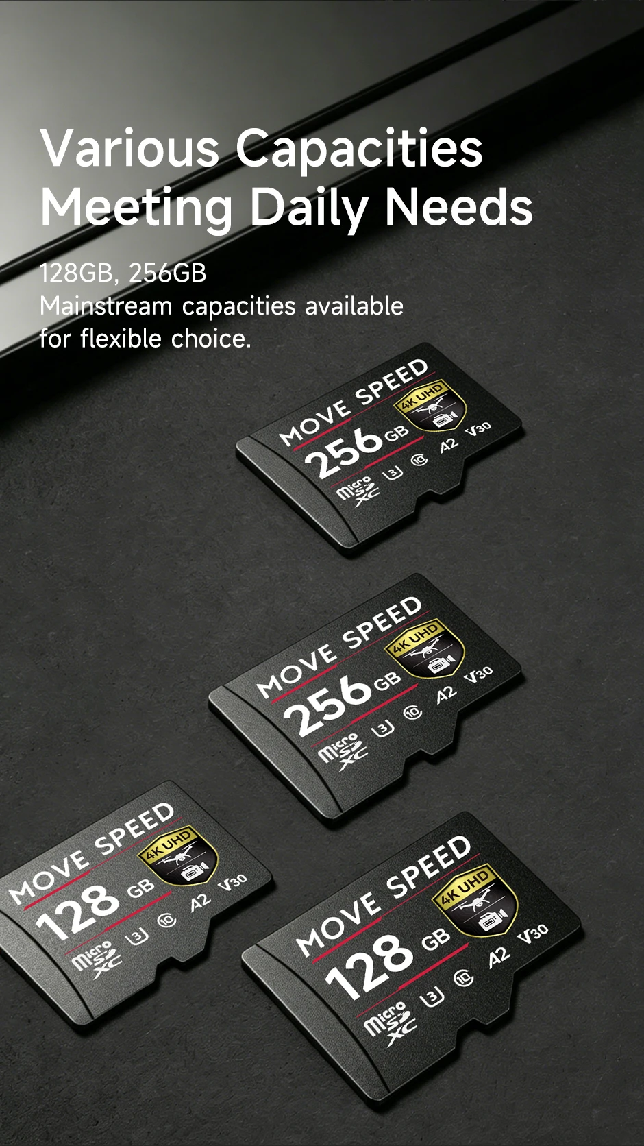 MOVESPEED B300 170 MB/s TF-Karte A2 V30 Hochgeschwindigkeits-Flash-Speicherkarte 256 GB 128 GB SDXC Mini-SD-Karte für Kamera DV Dashcams Drohnen – Detail 8