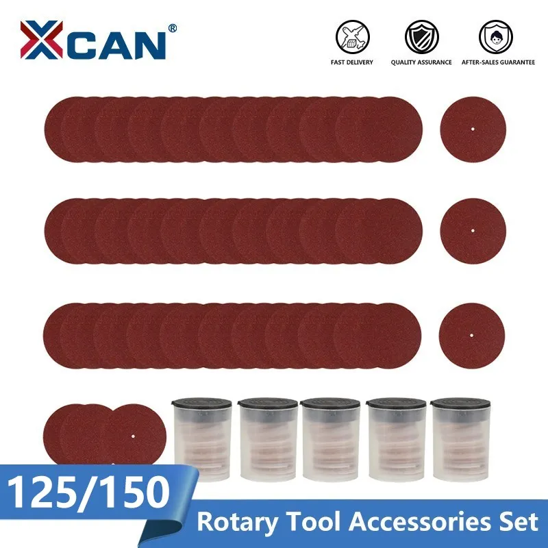 XCAN 150 sztuk papier ścierny 20mm papier ścierny zestaw do narzędzia obrotowego Dremel metalowe akcesoria do polerowania drewna tarcza szlifierska