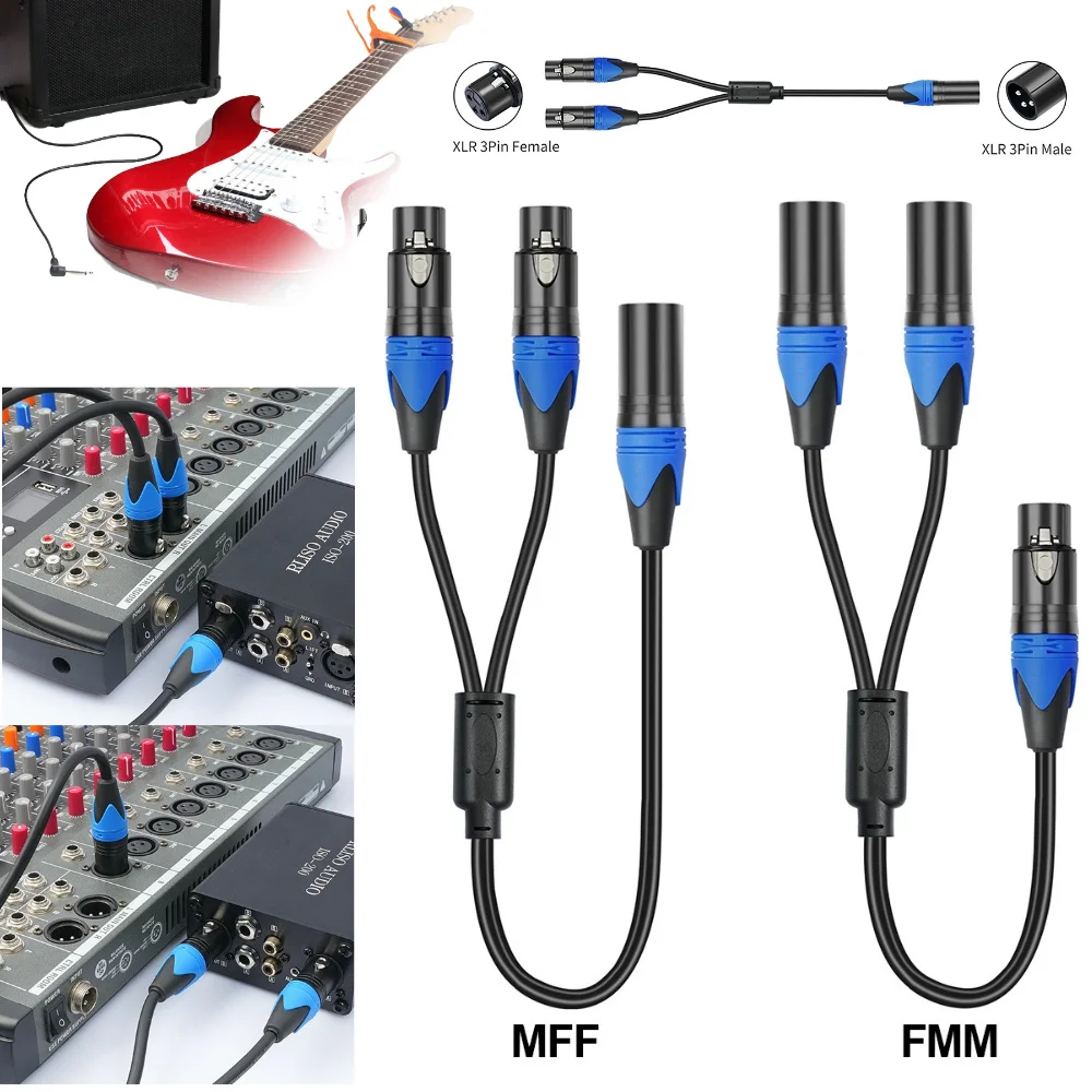 

50cm 1 XLR Male To 2 XLR Female XLR Y Splitter Cable XLR Female To Dual XLR Male Y Splitter Mic Cable Microphone Splitter Cord