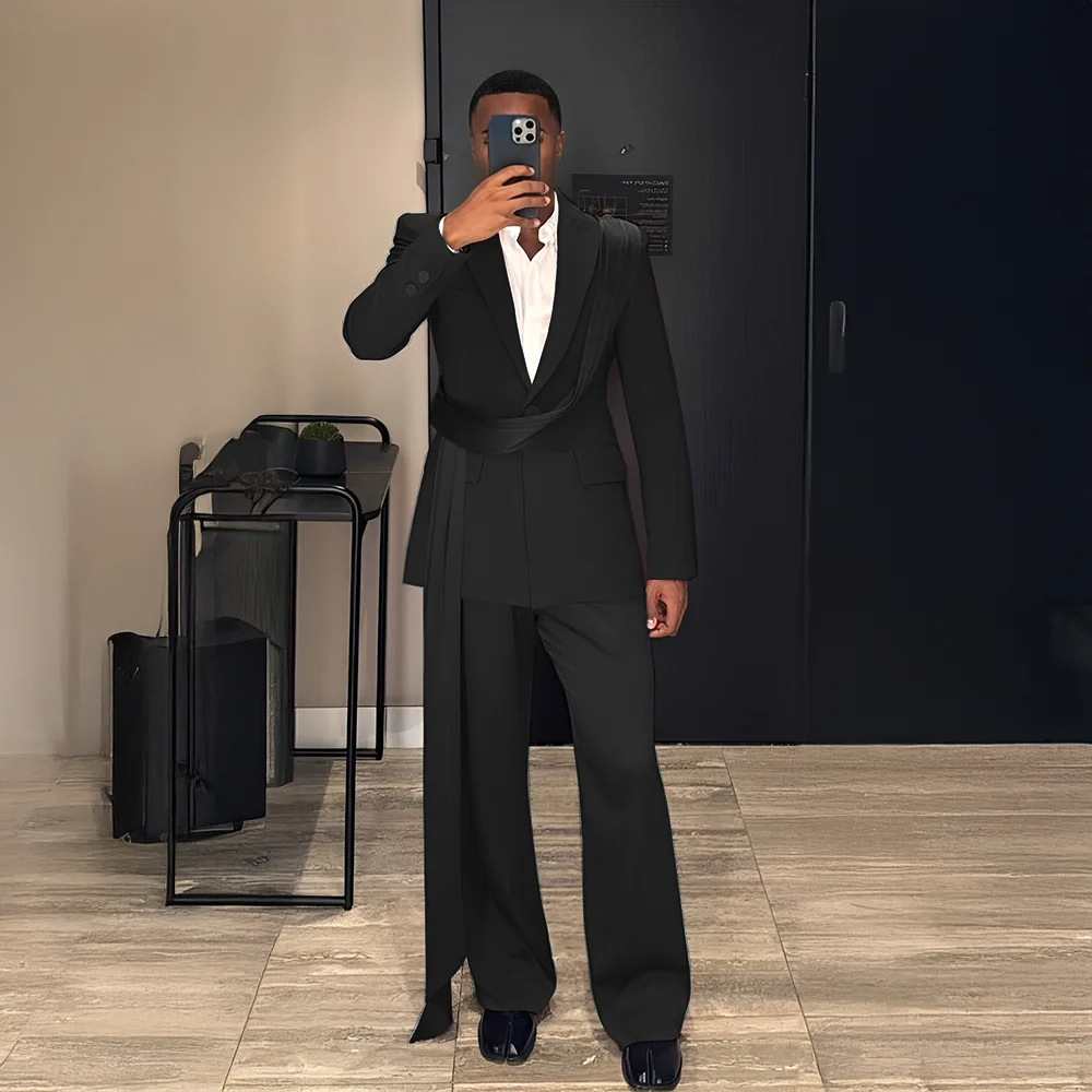 Burgundy New Men's Suit 2-piece Wedding Groom Tuxedo Fashion Blazer Pants High-end Party XS-5XL Custom Outfit