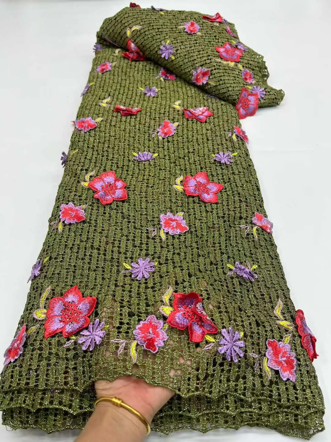 

Африканский 3D цветочный шнур, гипюровая кружевная ткань шантильи, водорастворимая нигерийская французская Asoebi для вечерних платьев 2025