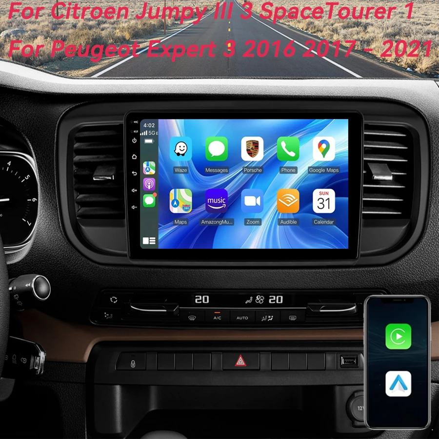 

Автомагнитола Android 16 для Citroen Jumpy III 3 SpaceTourer 1 и Peugeot Expert 3 2016-2021, мультимедийный плеер с поддержкой Carplay Auto
