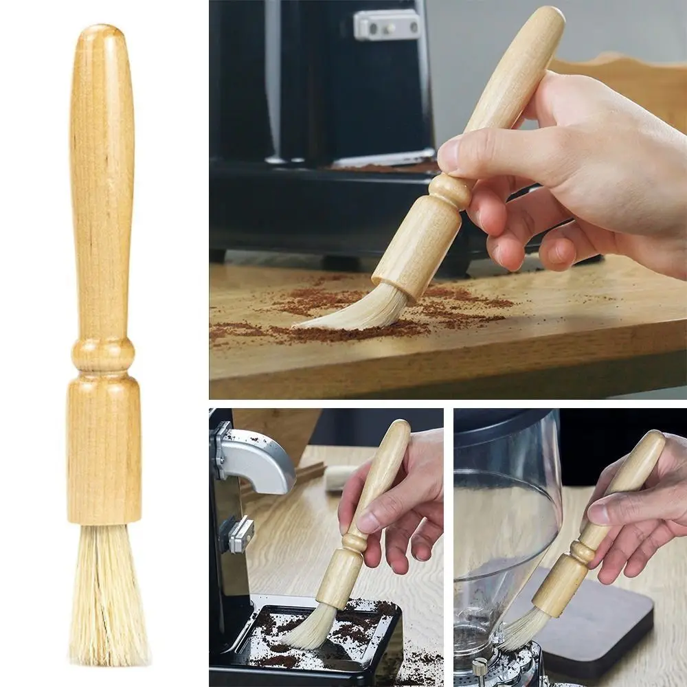 1Pcs Bar table cleaning Coffee Grinder Brush Wooden handle Coffee Tool Cleaning Brush Household Kitchen