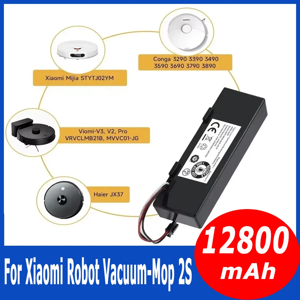 Brand-new14.8V 12800mah Xiaomi mop Pro robot vacuum cleaner battery replacement STYTJ02YM suitable for Yunmi MVVO1-JG Haier JX37