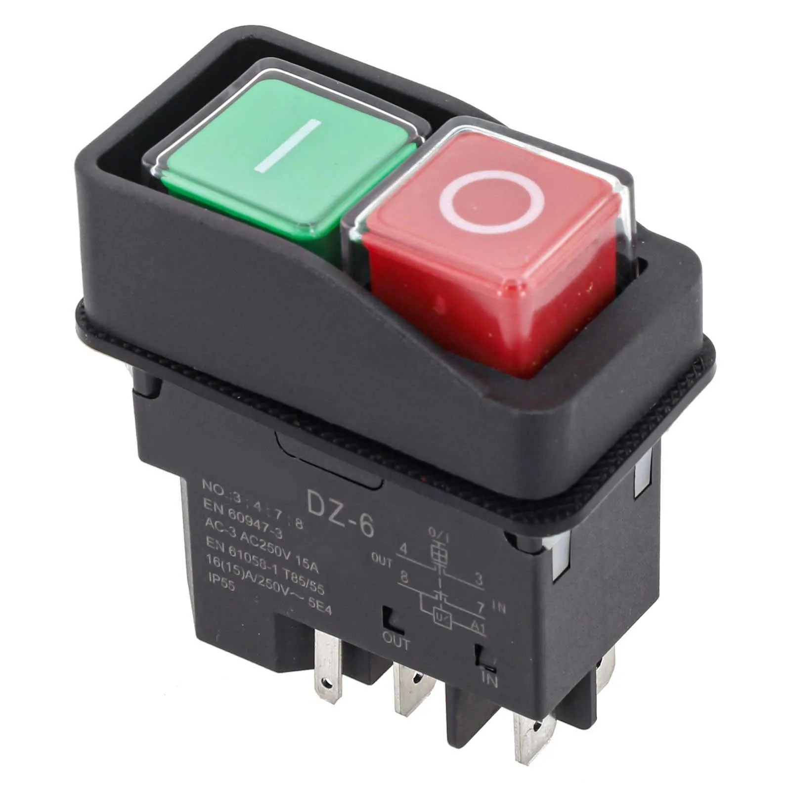 Pushbutton Switch with Overload Protection Compatible with For DZ6 Models Rated Voltage of AC250V and Current of 15A