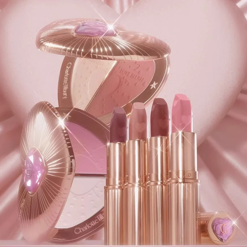 Charlotte Tilbury CT Silky Smooth Lipstick, gloss à lèvres solide, ne colle pas au verre, blush bicolore en forme de cœur, pour une peau pulpeuse