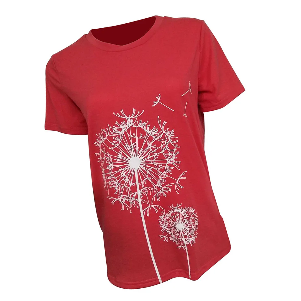 여성 셔츠 반팔 민들레 플레 스타일 여름 티셔츠 꽃 프린트 의류 패션 액세서리 다크 그레이 M