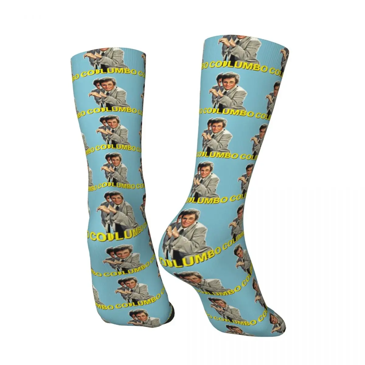 Funny Happy Men's compression Socks Vintage Style Portrait Vintage Harajuku Columbo Hip Hop Novelty Casual Crew Crazy Sock Gift