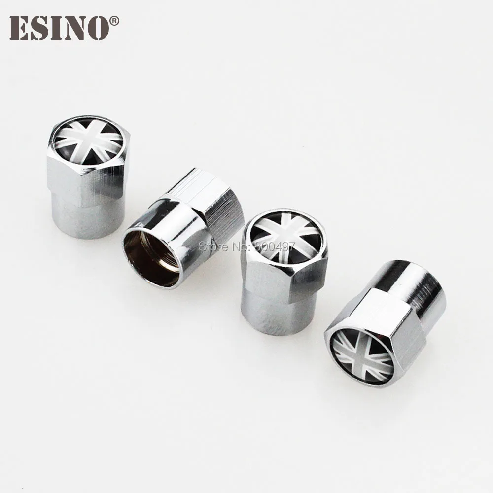 4 x Car Styling Stainless Zinc Alloy Pale UK National Flag Car Tire Valve Caps Wheel Tires Tyre Stem Air Cap Airtight Covers