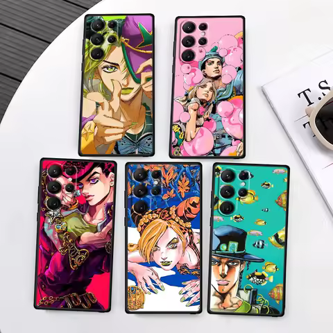 J-JoJo Bizarres A-Adventure For Samsung Galaxy S24 S23 S22 S21 S20 FE S10 S10E Plus Ultra Pro Lite 5G Black Back Phone Case