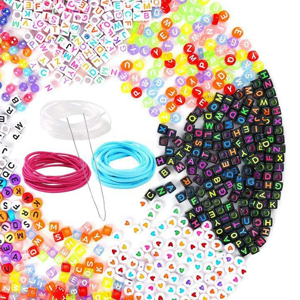 1300 pçs contas do alfabeto inglês multicolorido artesanato conjunto diy jóias fazendo kits para crianças meninas pulseiras colares
