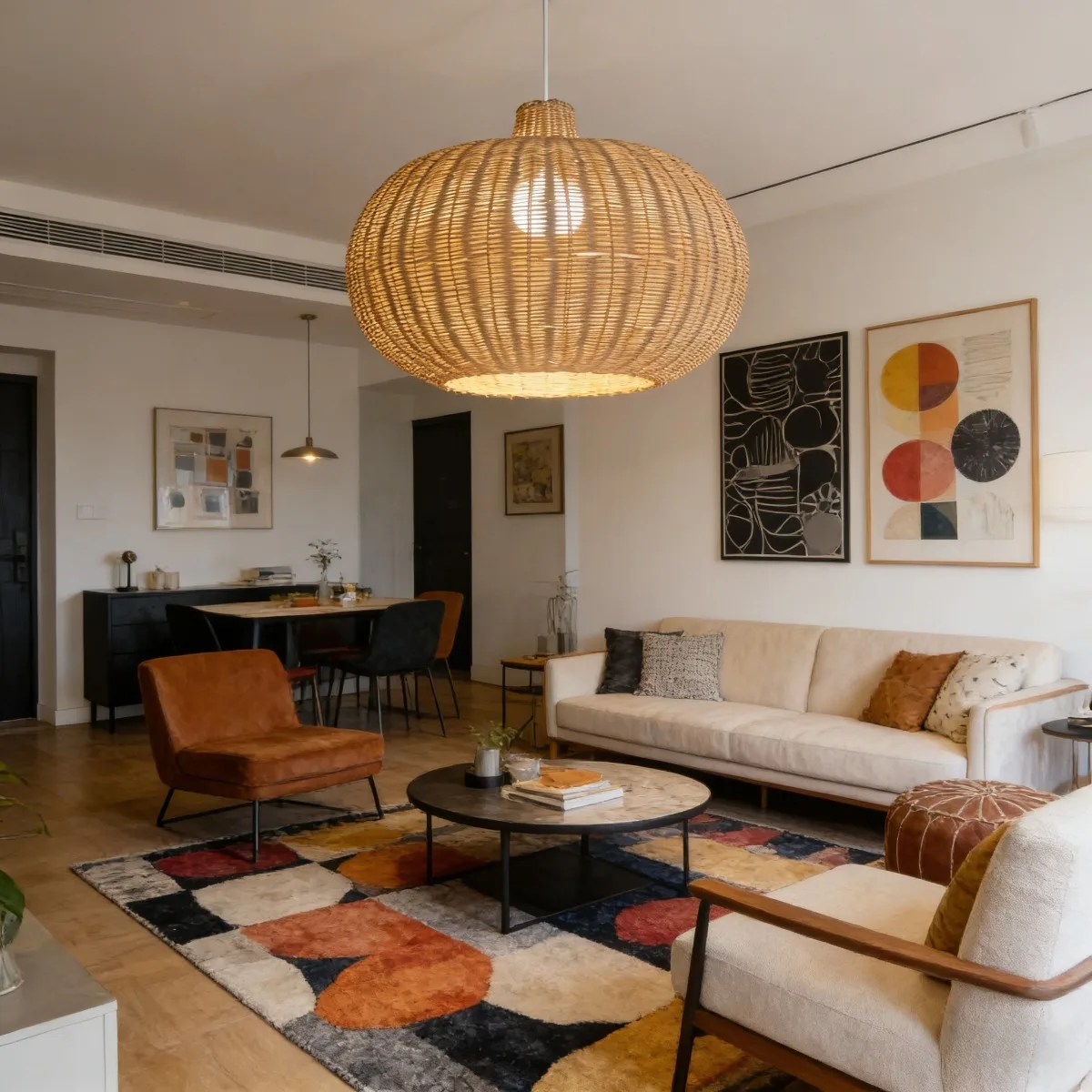 

JOYINLED Vintage Rattan Lampshade Chandelier Restaurant Bedroom Kitchen Creative Pendant Lamp Home Decor Indoor Lighting Fixture