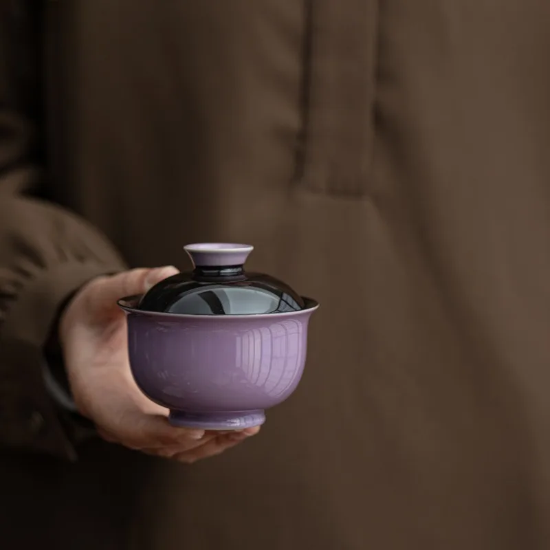 

Керамический чайный сервиз с фиолетовым покрытием, чаша для приготовления чая кунг-фу, бытовая одинарная чайная посуда