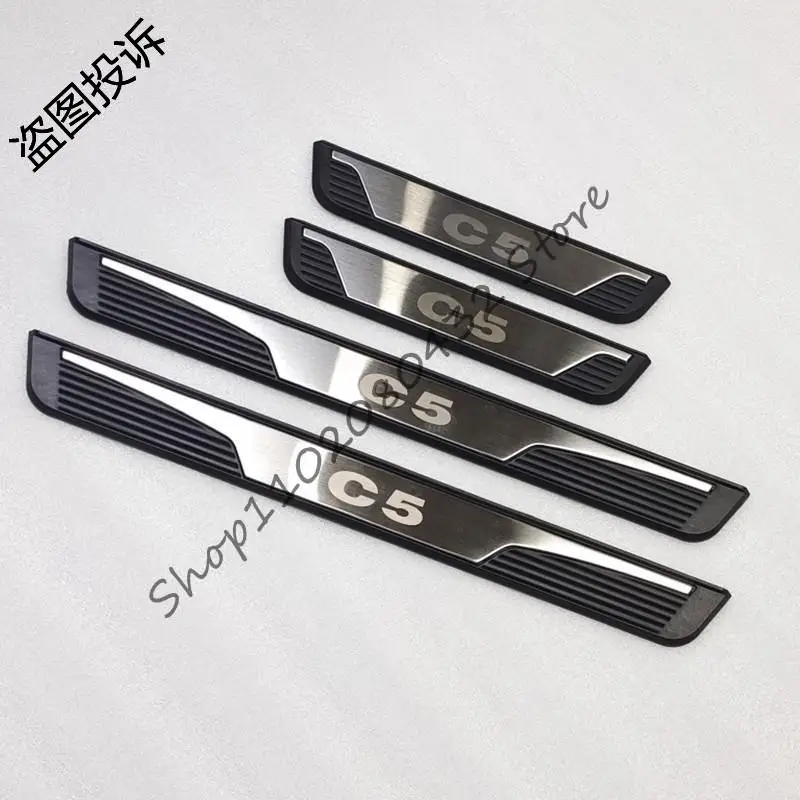 

4pcs/lot plastic and stainless steel Door Sill pedal Scuff Plate for Citroen C5 2010-2016 car Styling accessories