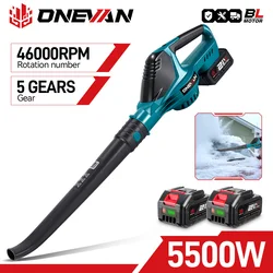 ONEVAN 5500W Brushless Electric Air Blower Cordless Leaf Blower Leaves Snow Dust Cleaning Tool Fit For Makita 18V Battery Pins
