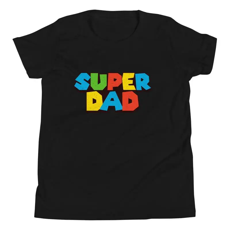 

T Shirt For Kids Super Dad Father Son Retro Game Funny
