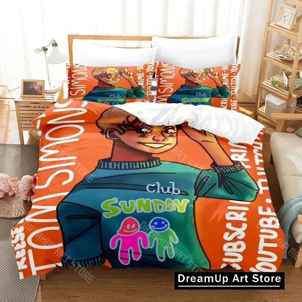 3D Print Tommyinnit Sunday Club Bedding Set Duvet Cover Bed Set Quilt Cover Pillowcase Comforter king Queen Size Boys Adult