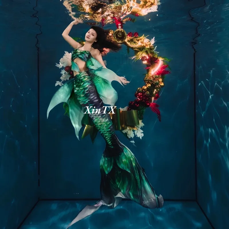 

2025 New original mermaid big tail adult bikini free diving high quality customized simulation fish tail oceanarium role play
