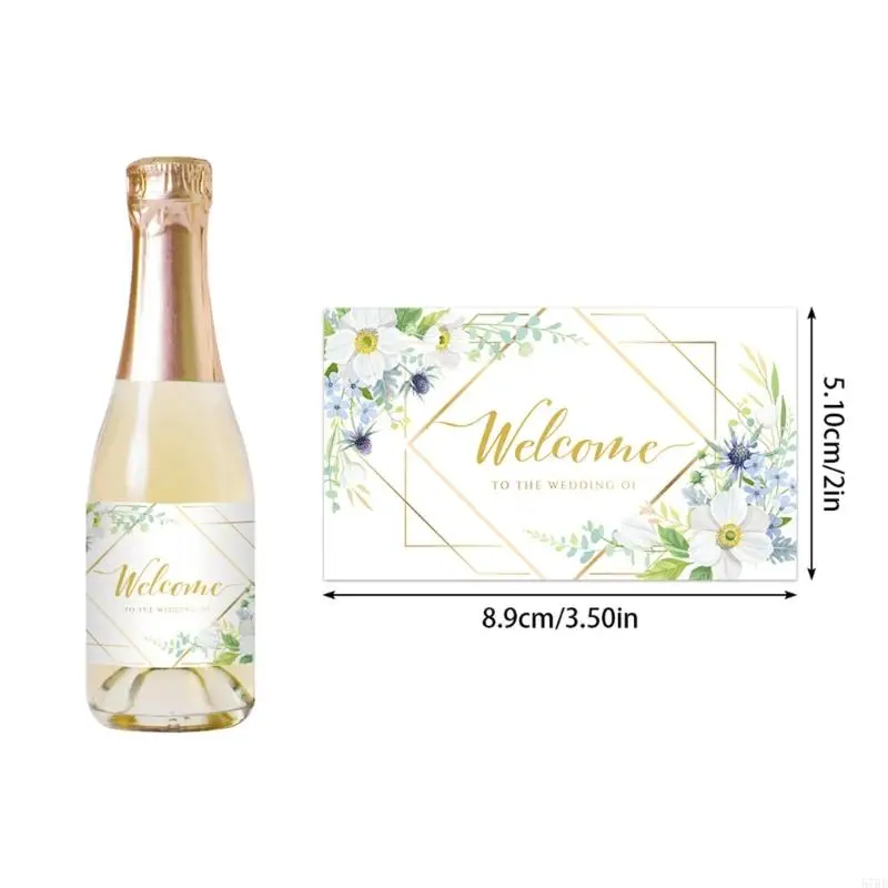 57Be 6pcs Flower Bottle BOOCK Etichetta adesivi per bottiglia vino Adesivo per matrimonio