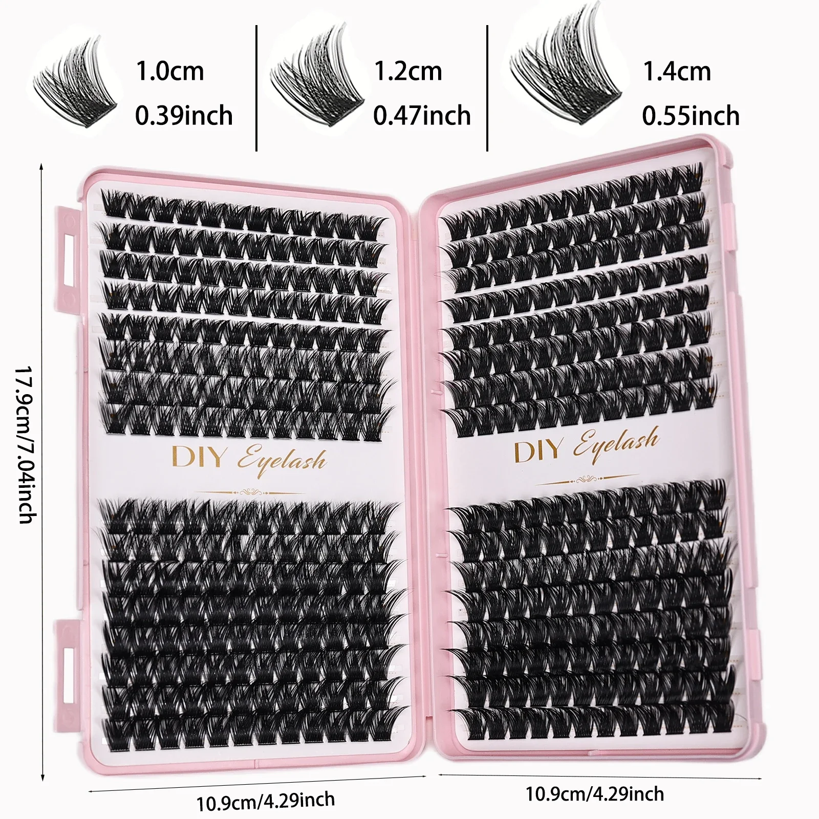 Individual Lashes 10-14mm 384pcs Cluster Lashes Natural Look Mixed Tray DIY Eyelash Extension Volume Clusters Eyelashes
