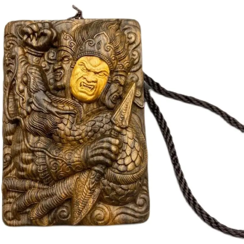 Natural Eaglewood Listing Asura Car Hanging Carving Craft Ornament Crafts Peace and Fortune Carry-on Gift