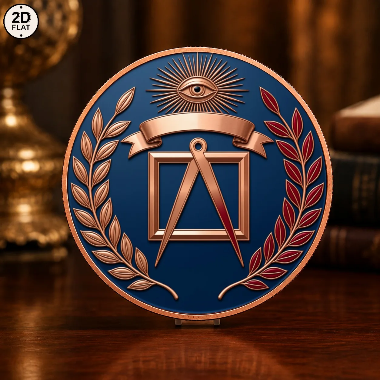 1pc Freemasonry Square Compass 1oz .999 Fine Copper Challenge Coin Laurel Wreath All Seeing Eye Collectible Token Souvenir Gifts